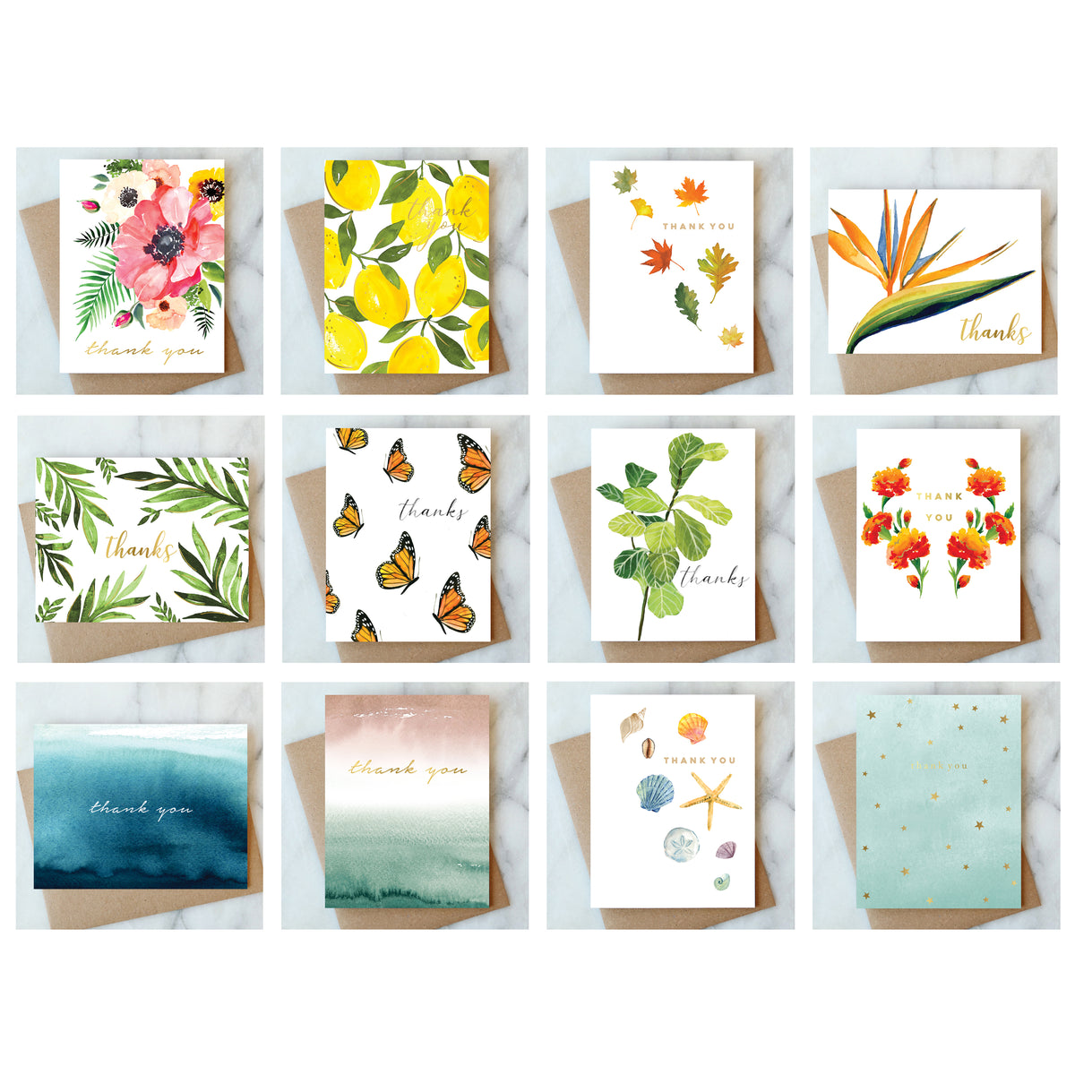 Thank You Card Variety Pack 12 cards Abigail Jayne Design