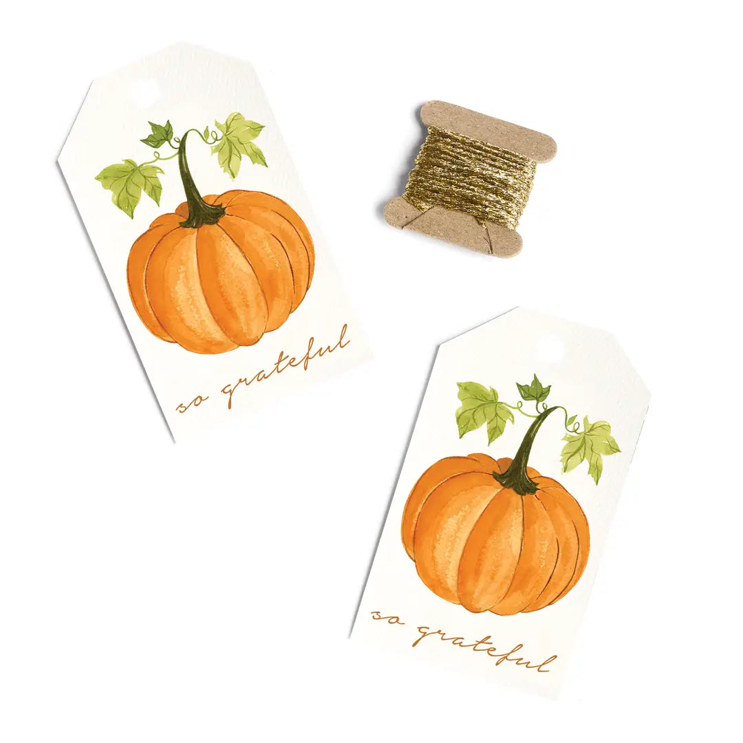 Pumpkin Fall Gift Tags with Ribbon - set of 8