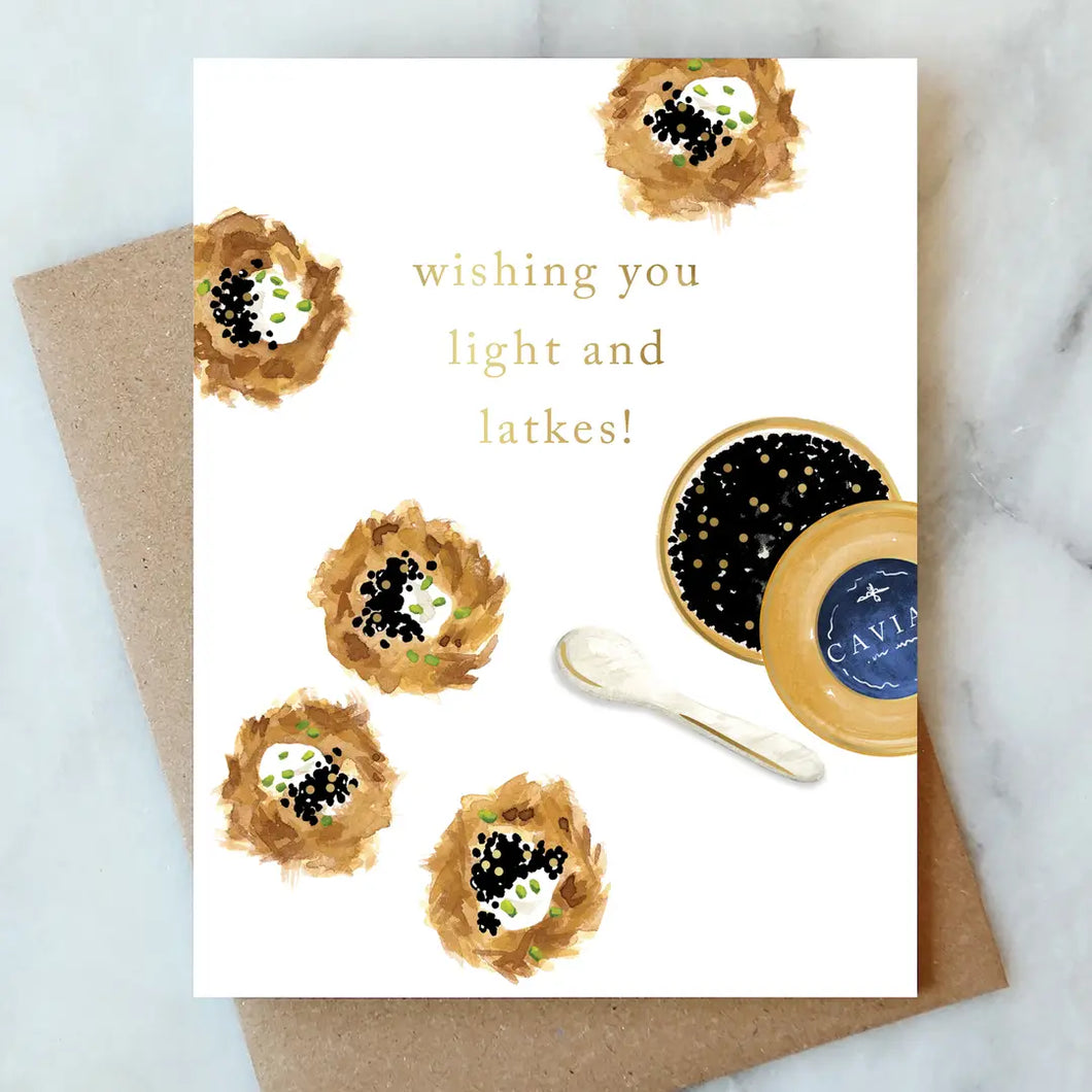 Latkes and Caviar Hanukkah Card