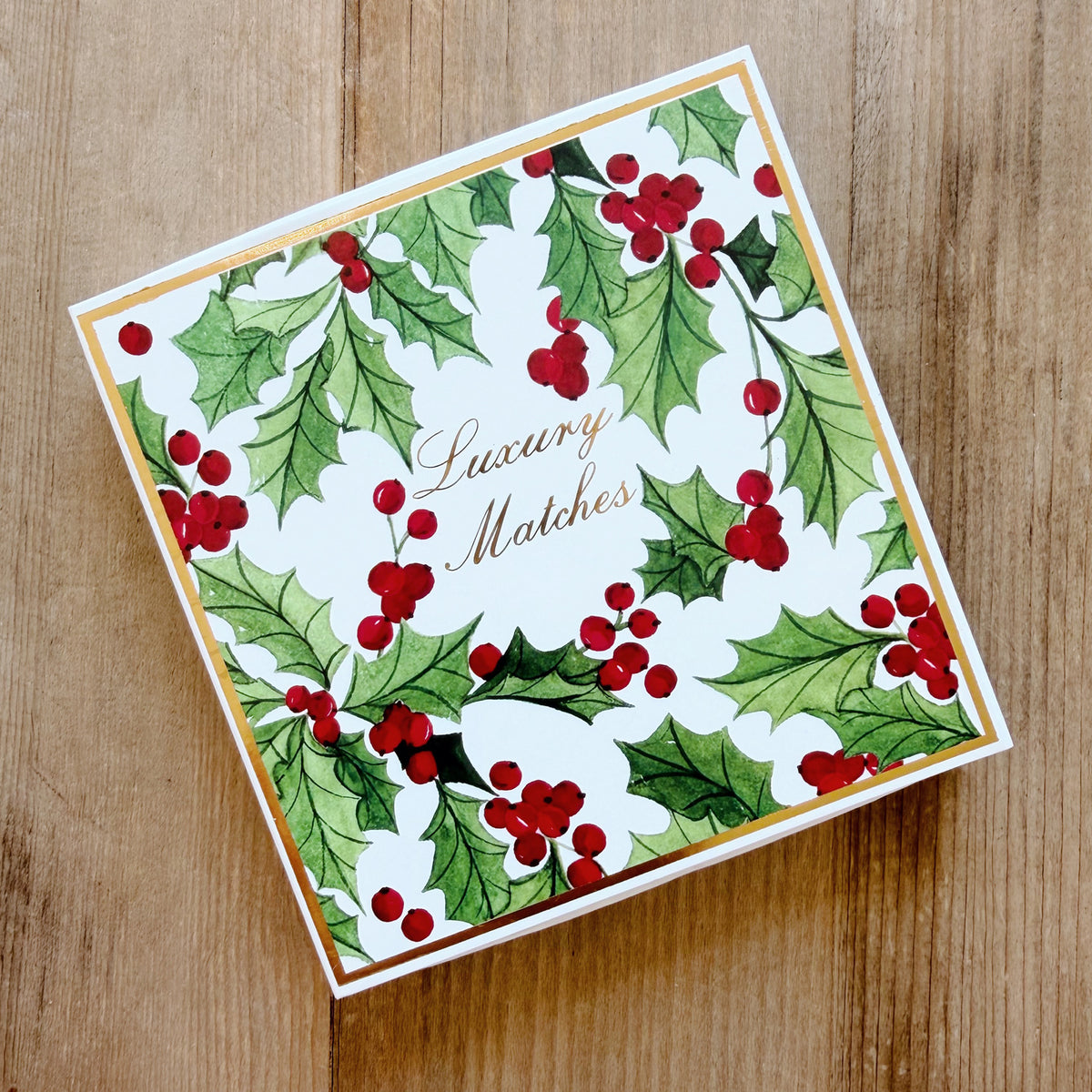 Luxury Holly Berry Holiday 4" Square Safety Matches