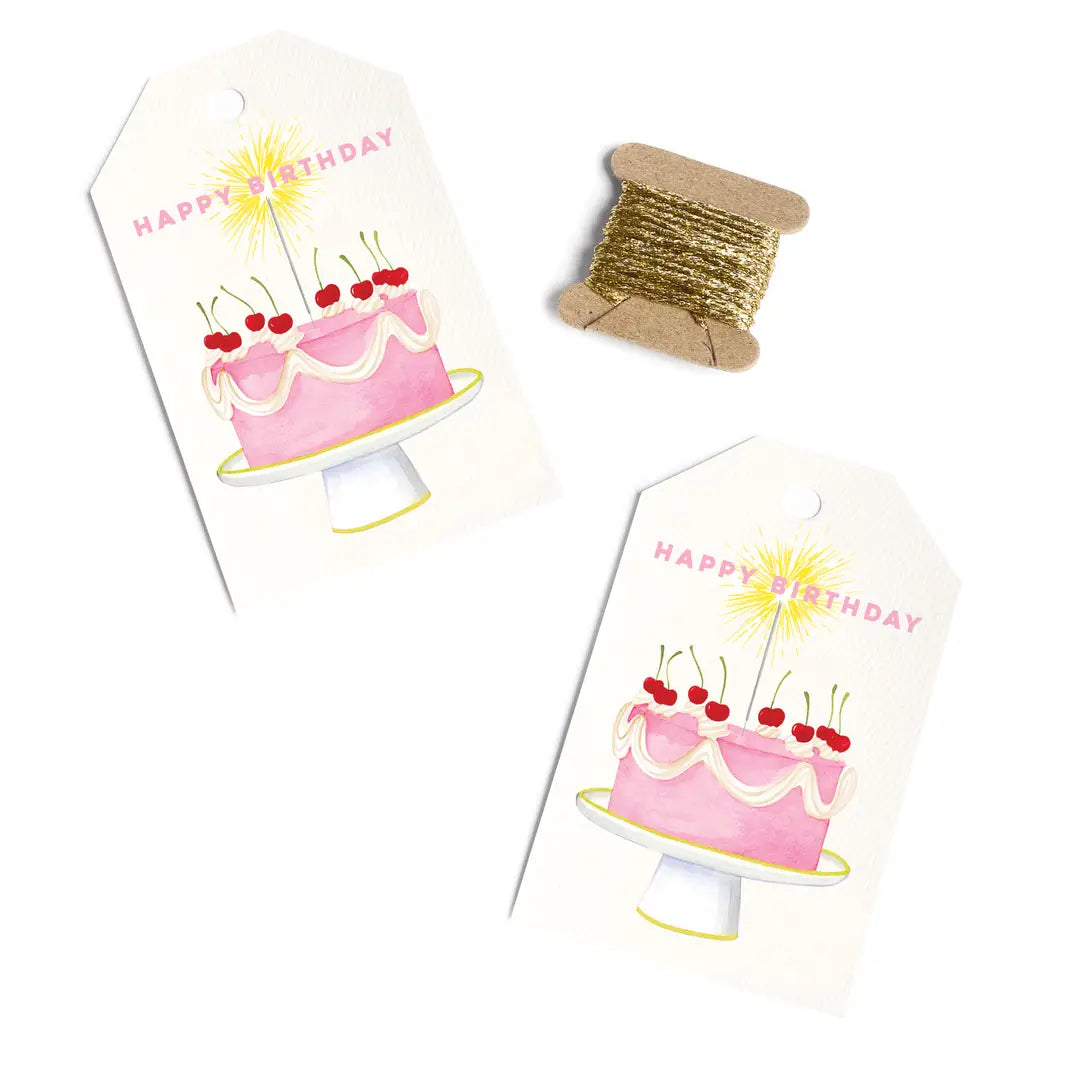 Birthday Cake Gift Tags with Ribbon - set of 8