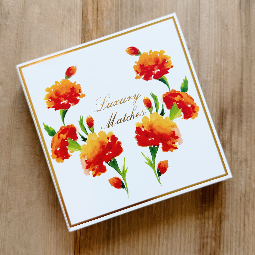 Luxury Marigold Floral 4" Square Safety Matches