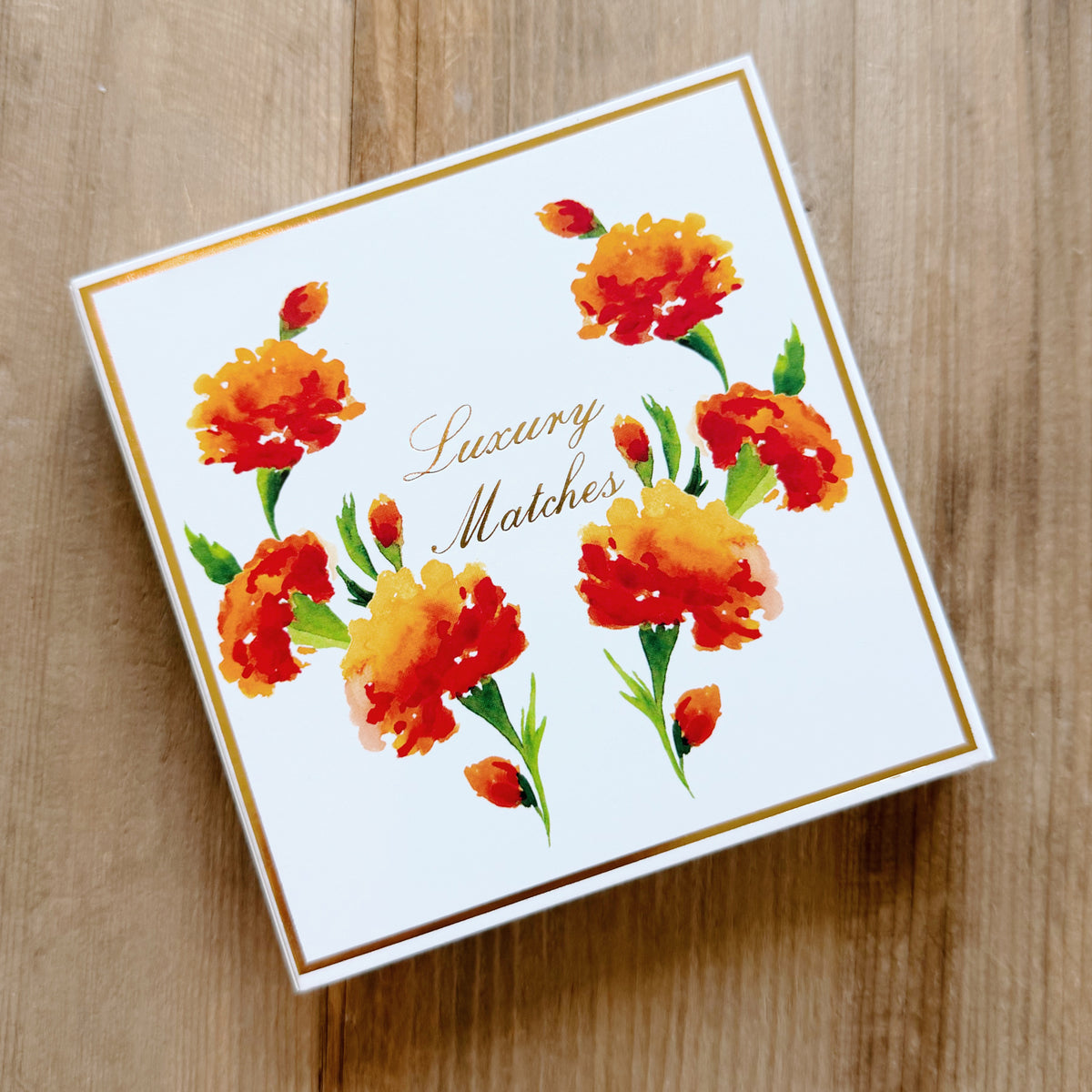 Luxury Marigold Floral 4" Square Safety Matches
