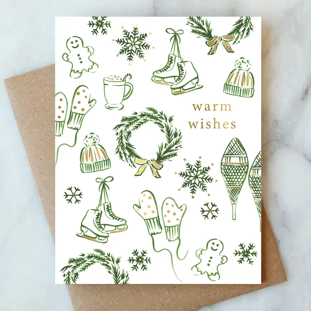 Snowflakes and Skates Holiday Card