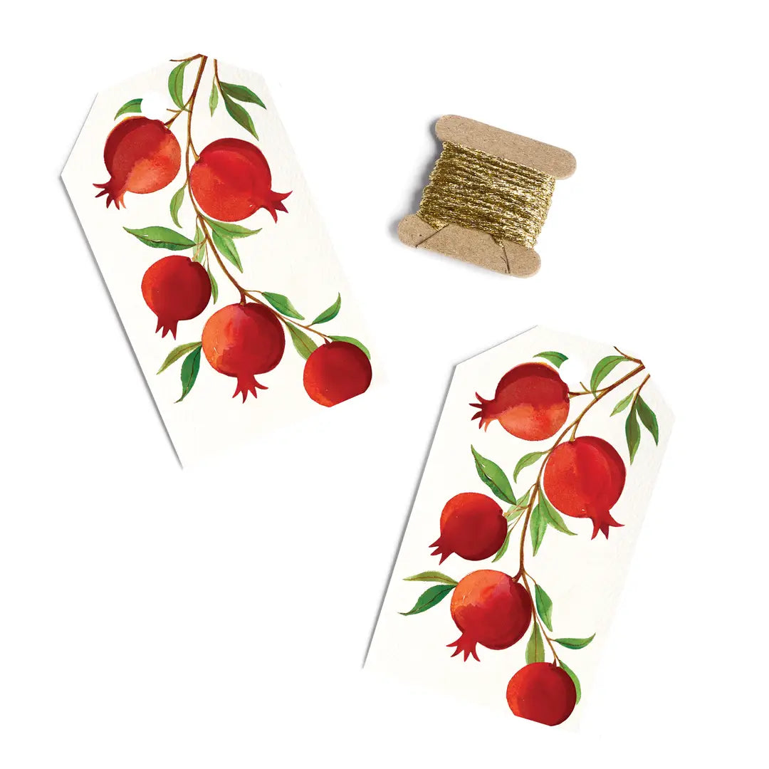 Pomegranates Gift Tags with Ribbon - set of 8