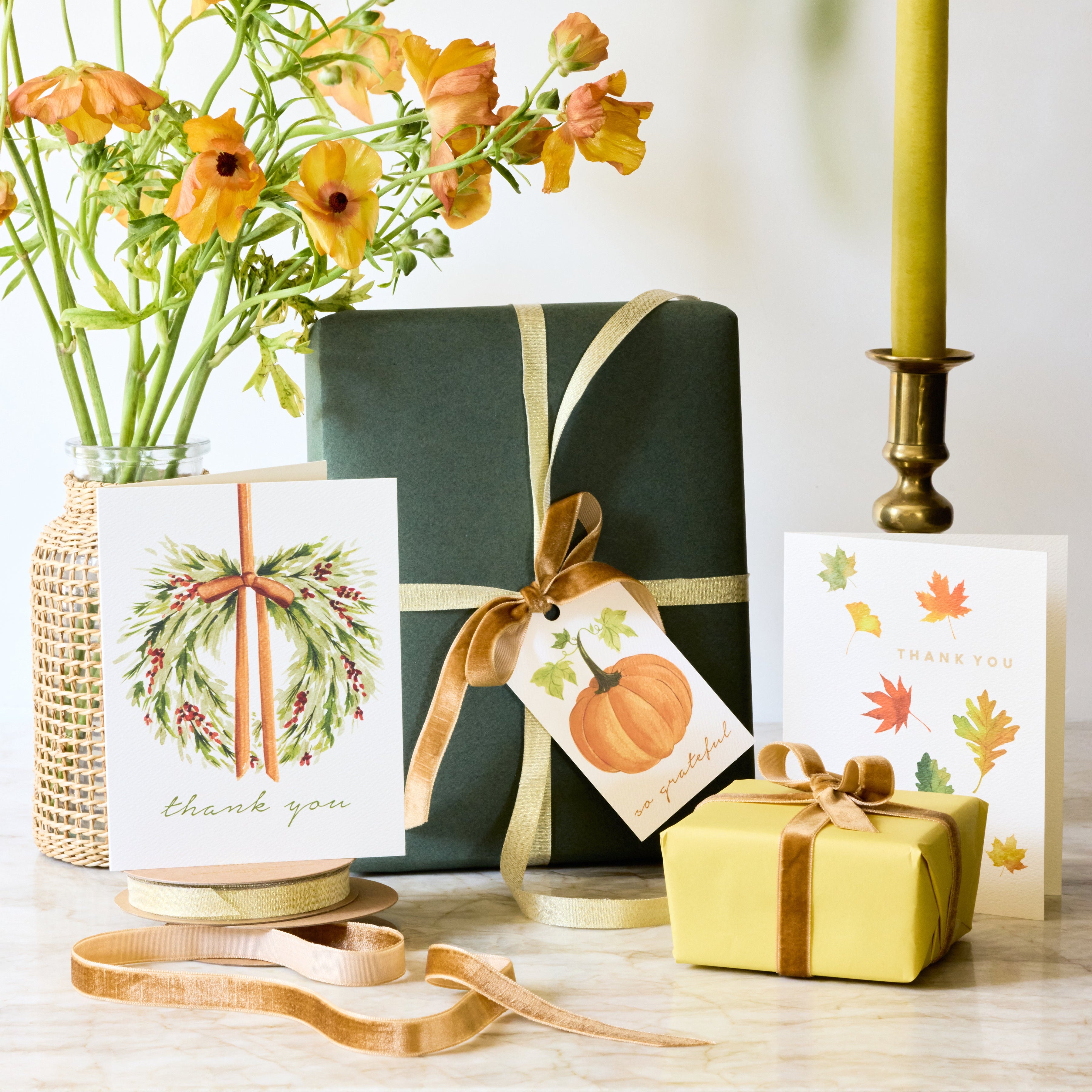 Pumpkin Fall Gift Tags with Ribbon - set of 8