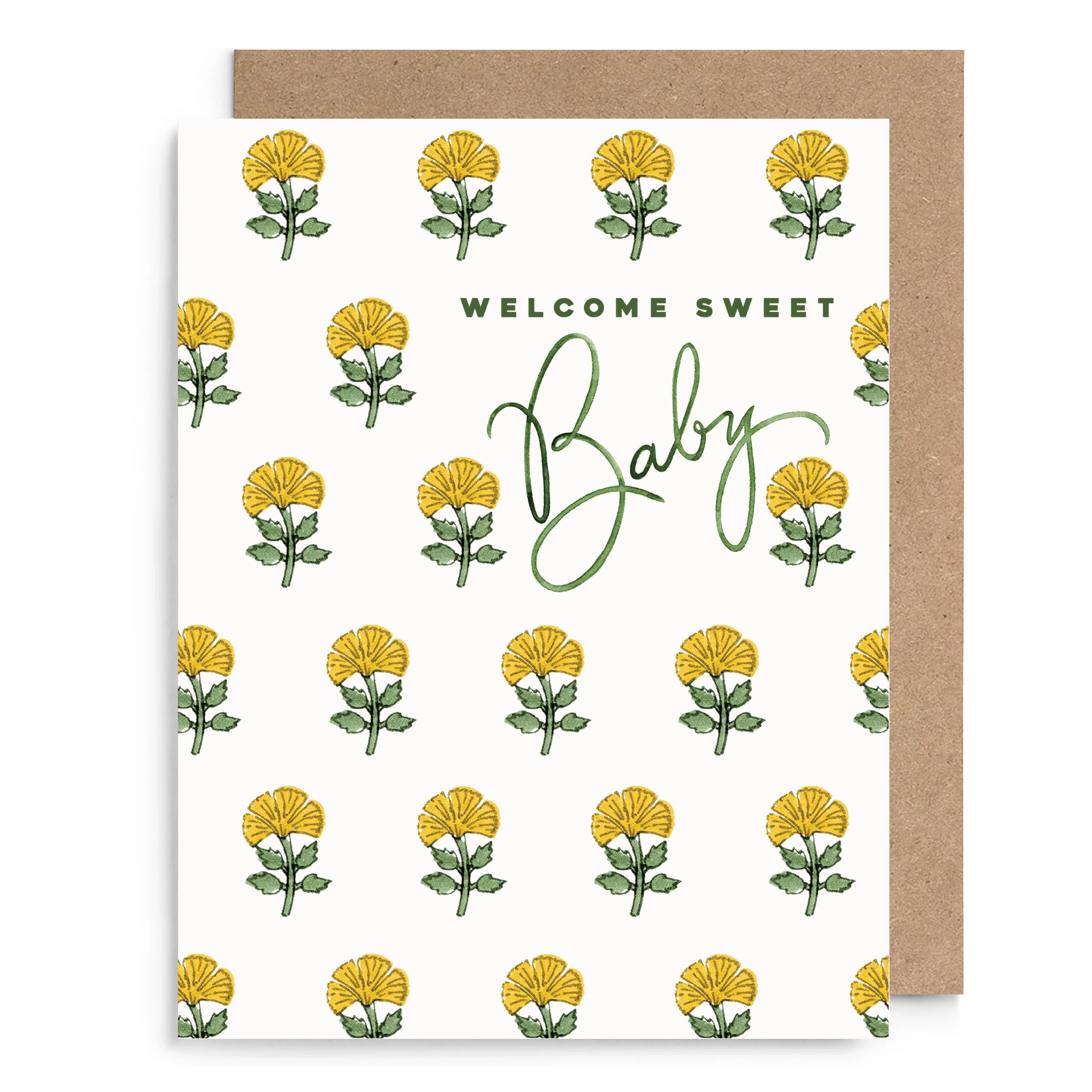 Yellow Floral Baby Card