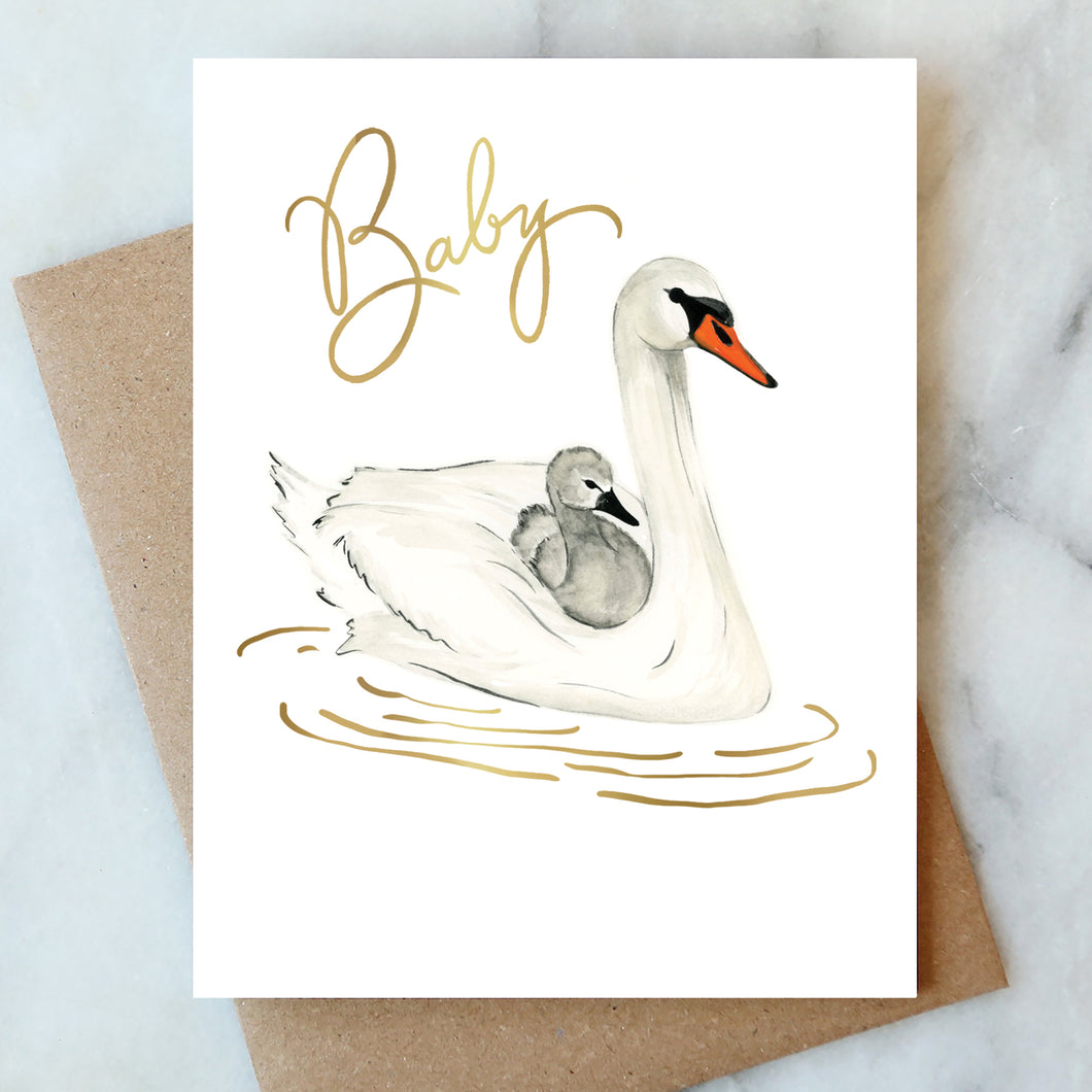 Swans Baby Card