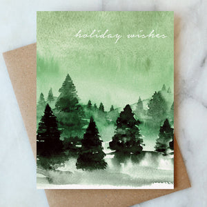 Green Wishes Forest Holiday Card - Box Set of 6
