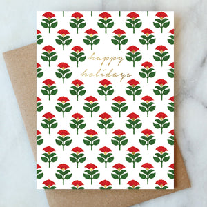 Holiday Block Print Christmas Card - Box Set of 6