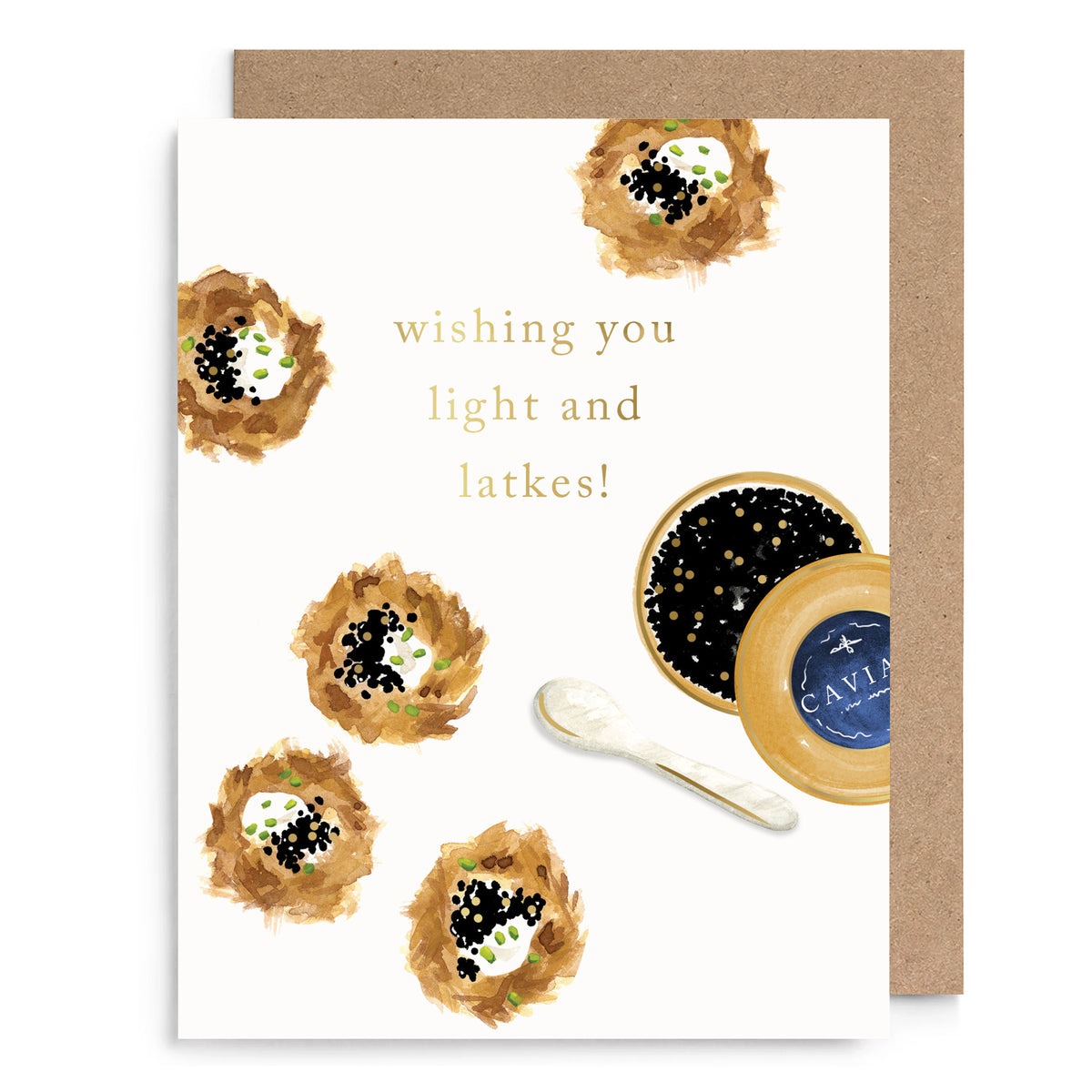 Latkes and Caviar Hanukkah Card