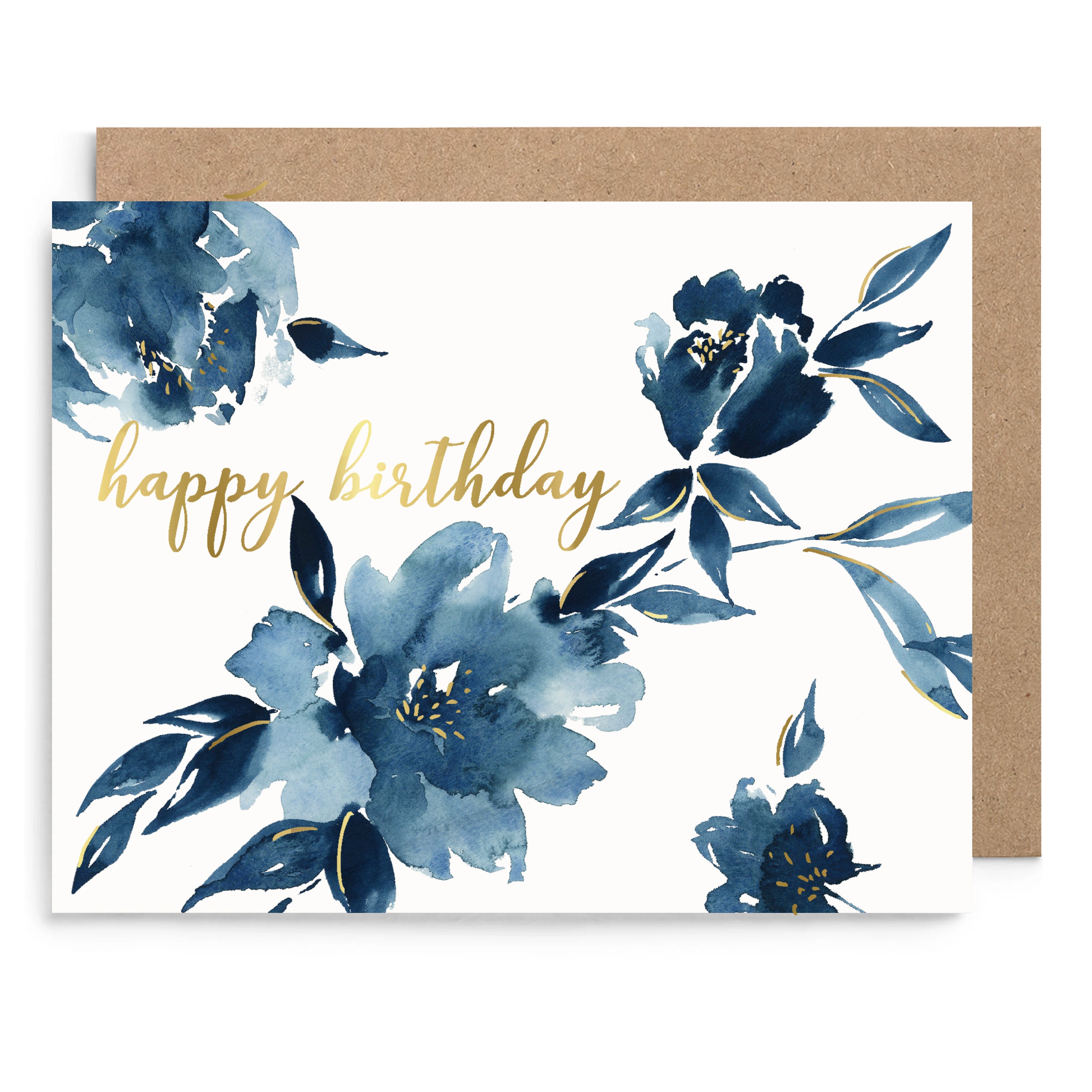 Indigo Floral Birthday Card