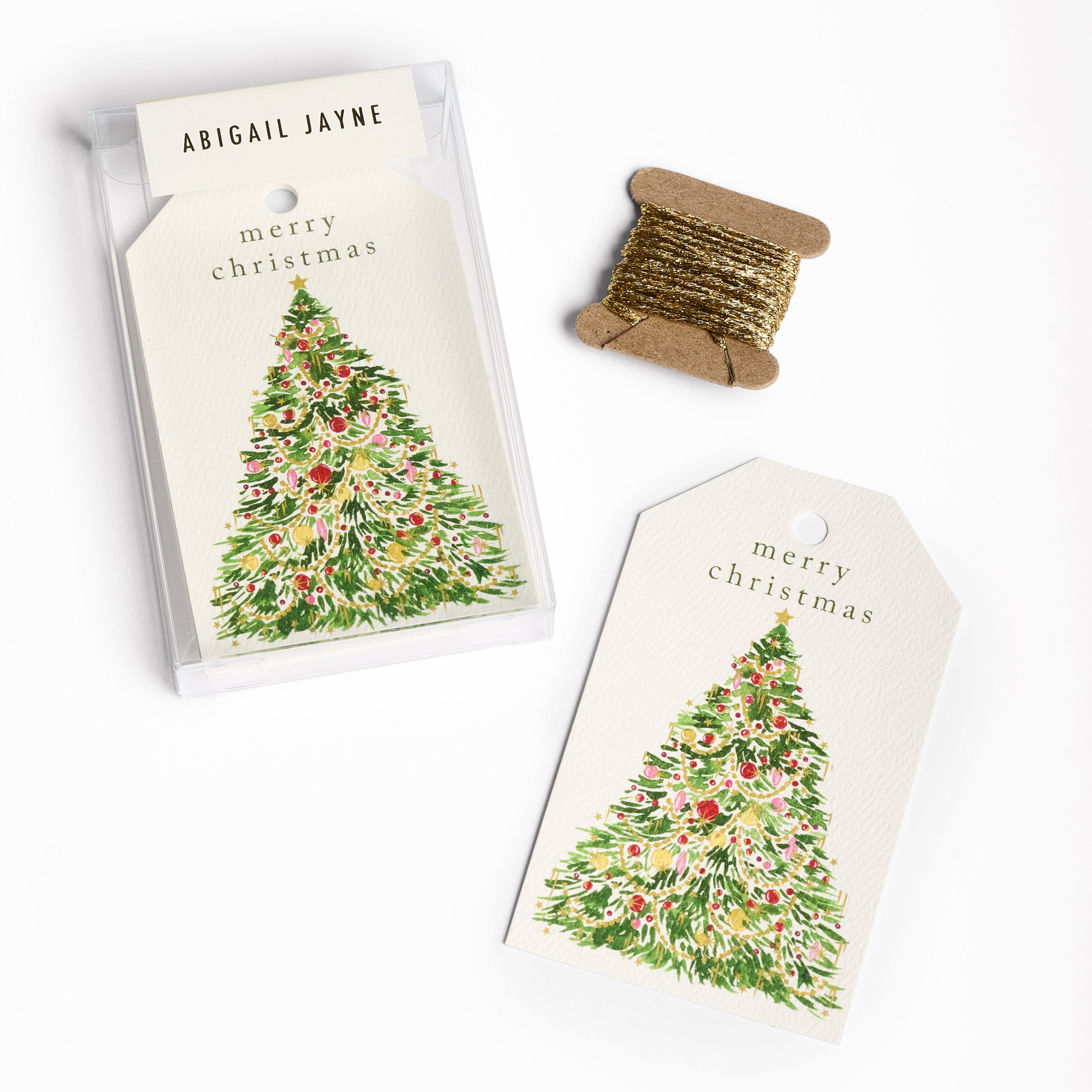 Christmas Tree Gift Tags with Ribbon - set of 8