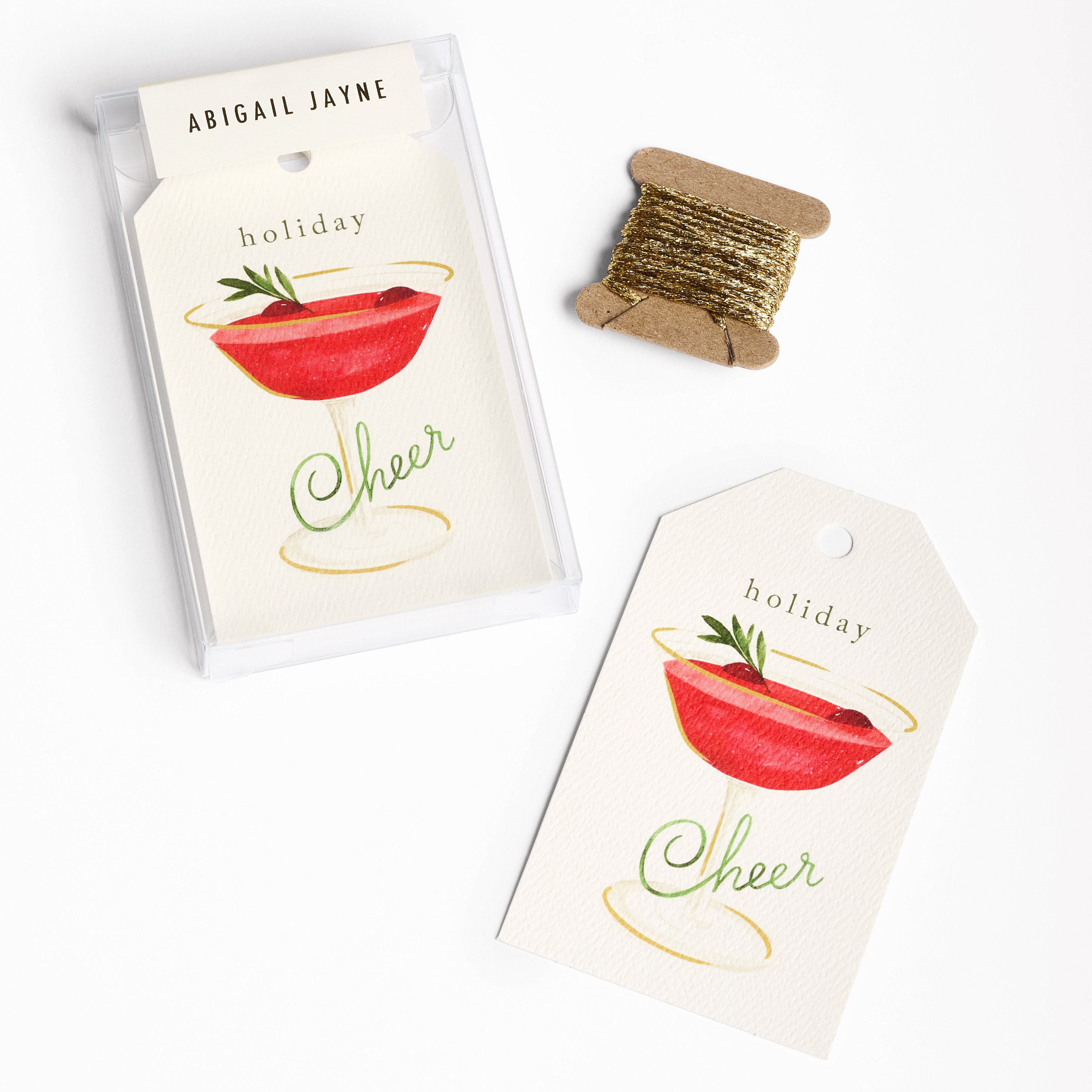 Cranberry Cocktail Gift Tags with Ribbon - set of 8