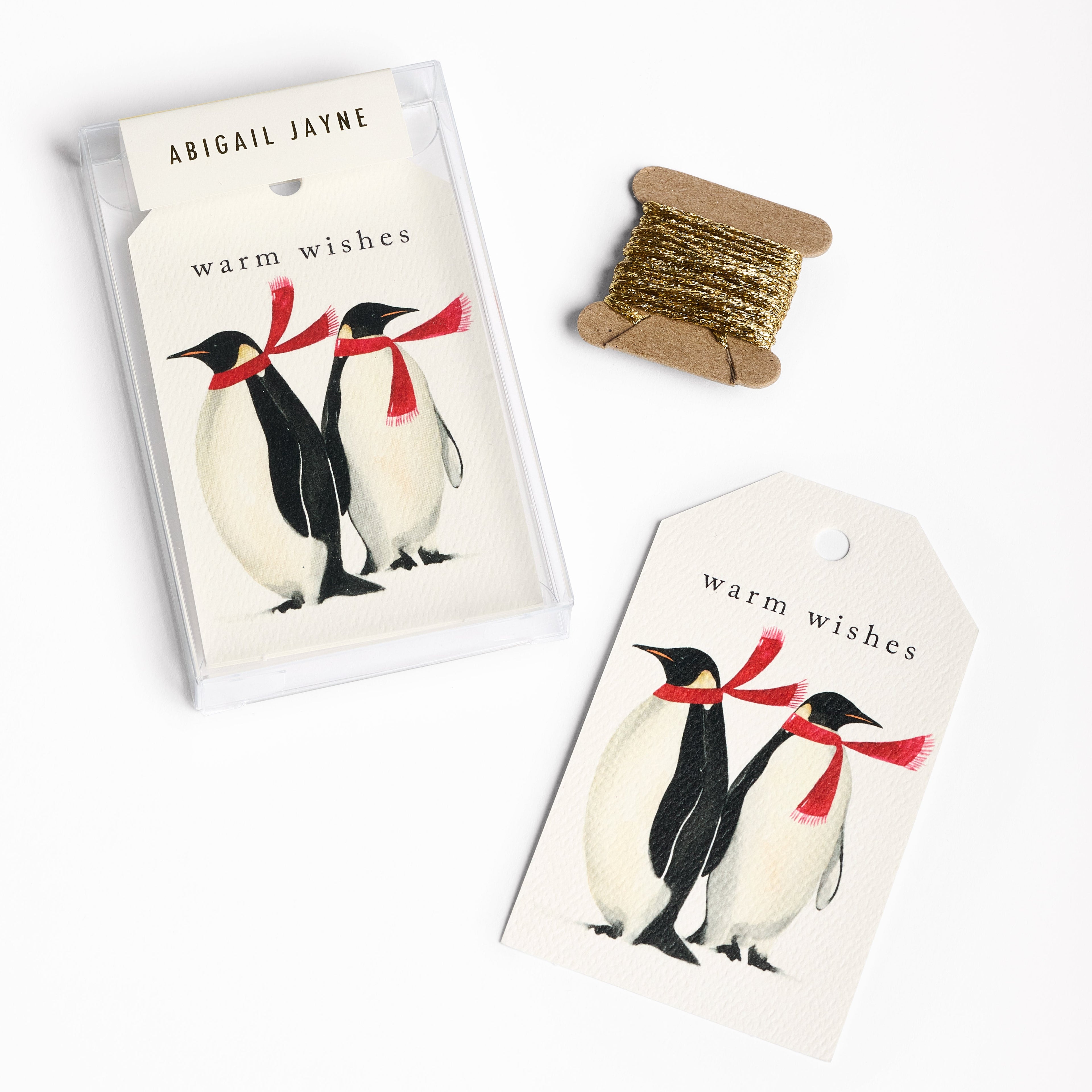 Penguins Holiday Gift Tags with Ribbon - set of 8