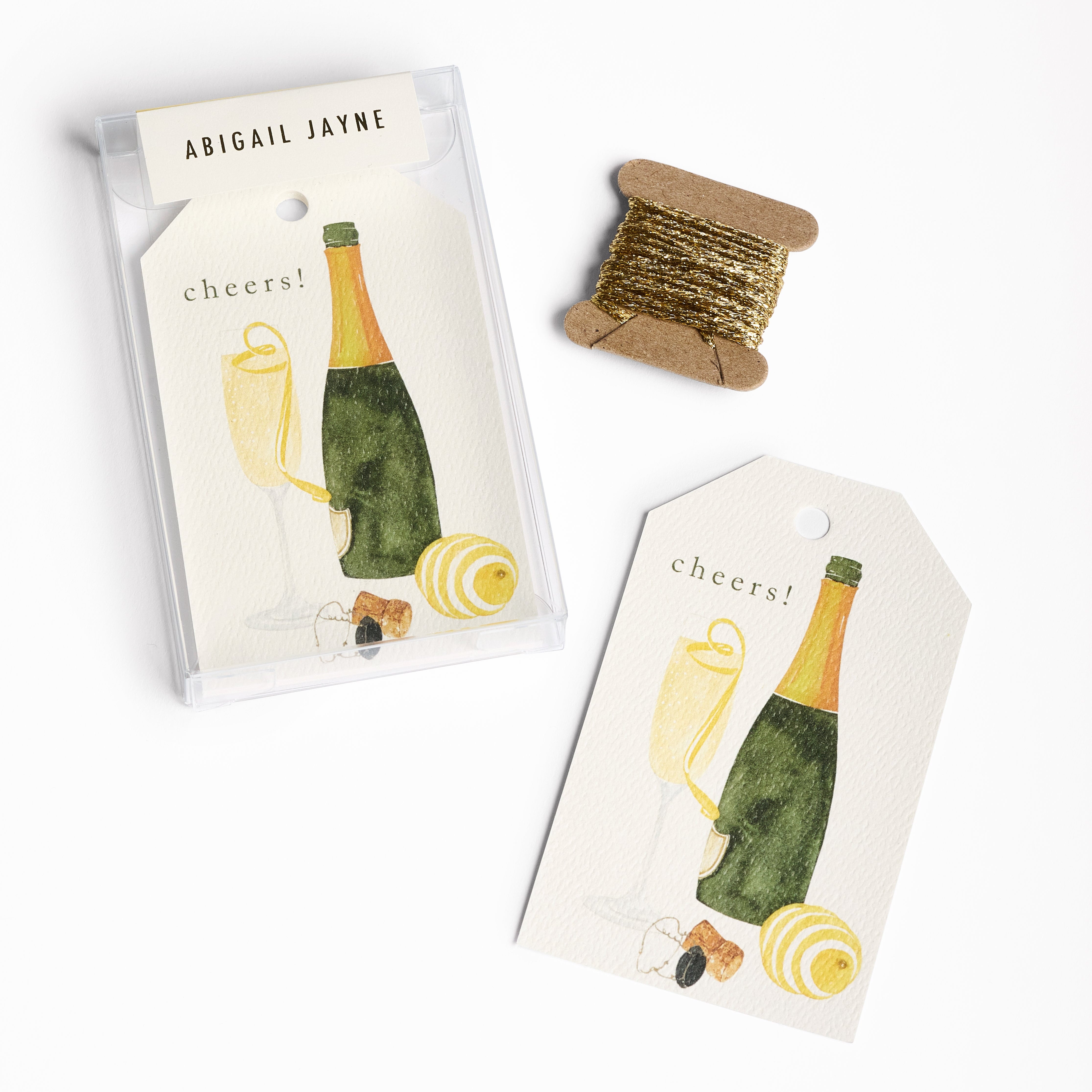 Champagne Gift Tags with Ribbon - set of 8