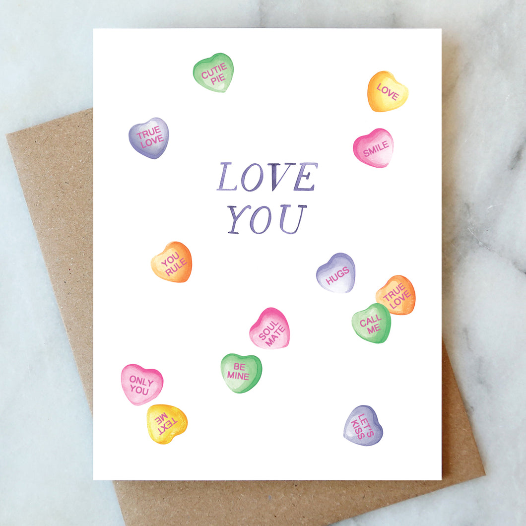 Candy Hearts Love Card