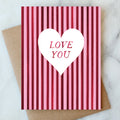 Burgundy Stripe Love You Card