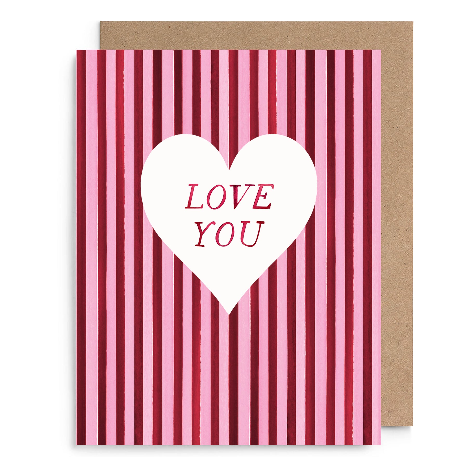 Burgundy Stripe Love You Card
