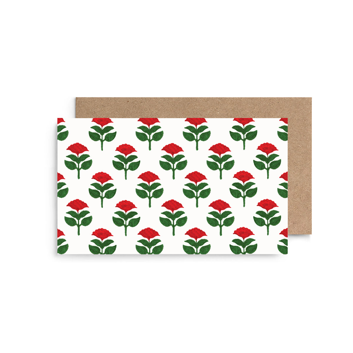 Holiday Floral Block Print Mini Cards- Boxed Set of 6