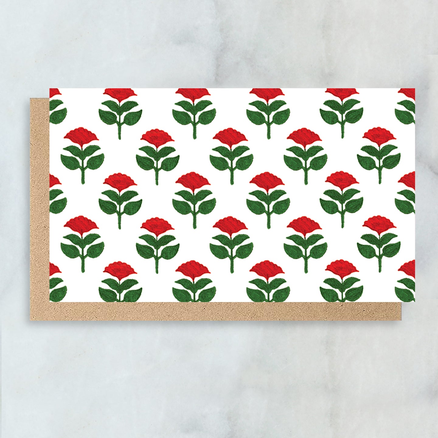 Holiday Floral Block Print Mini Cards- Boxed Set of 6