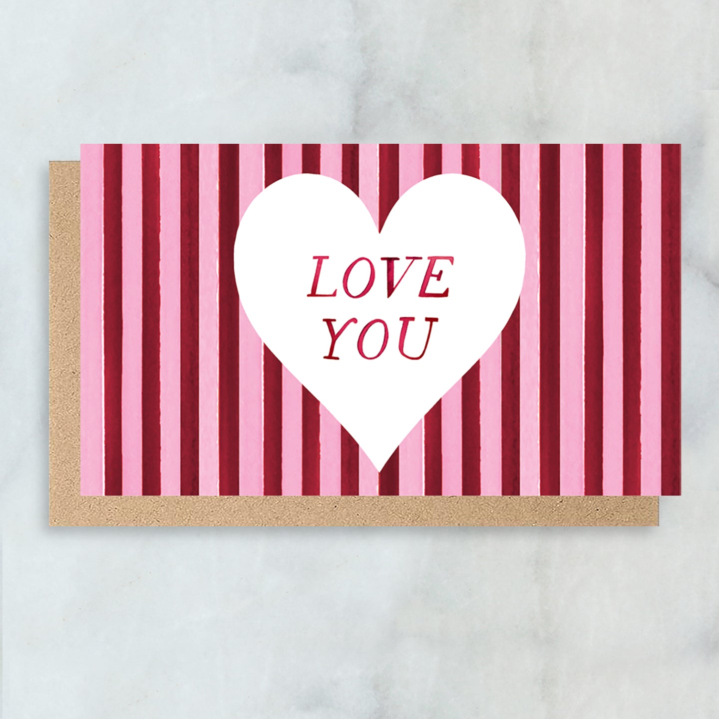 Burgundy Stripe Love Mini Cards - Boxed Set of 6
