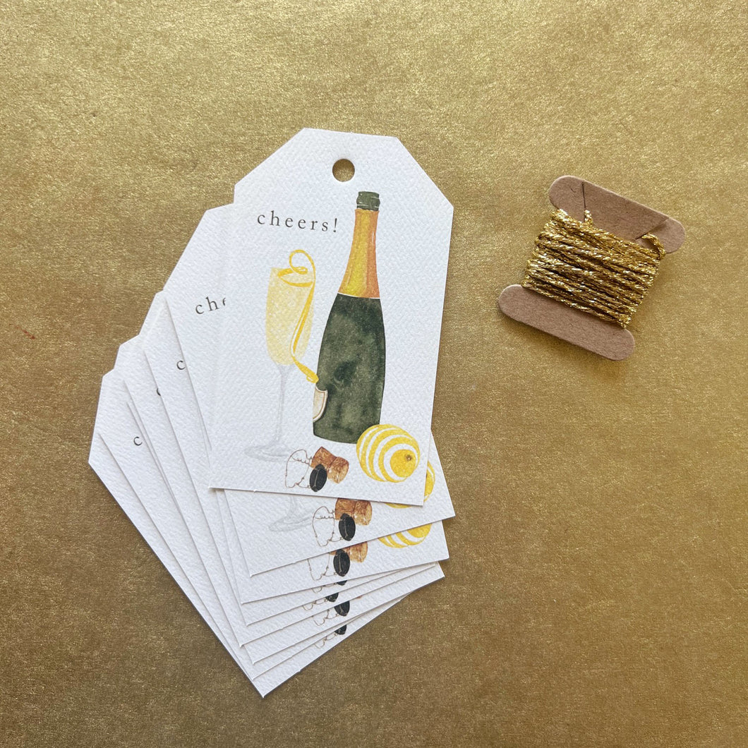 Champagne Gift Tags with Ribbon - set of 8