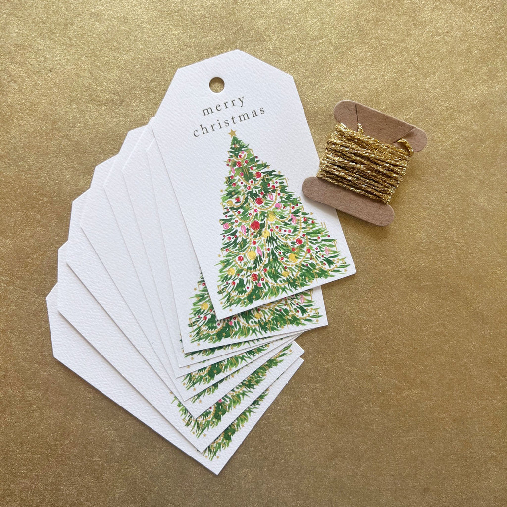 Christmas Tree Gift Tags with Ribbon - set of 8