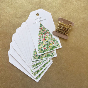 Christmas Tree Gift Tags with Ribbon - set of 8