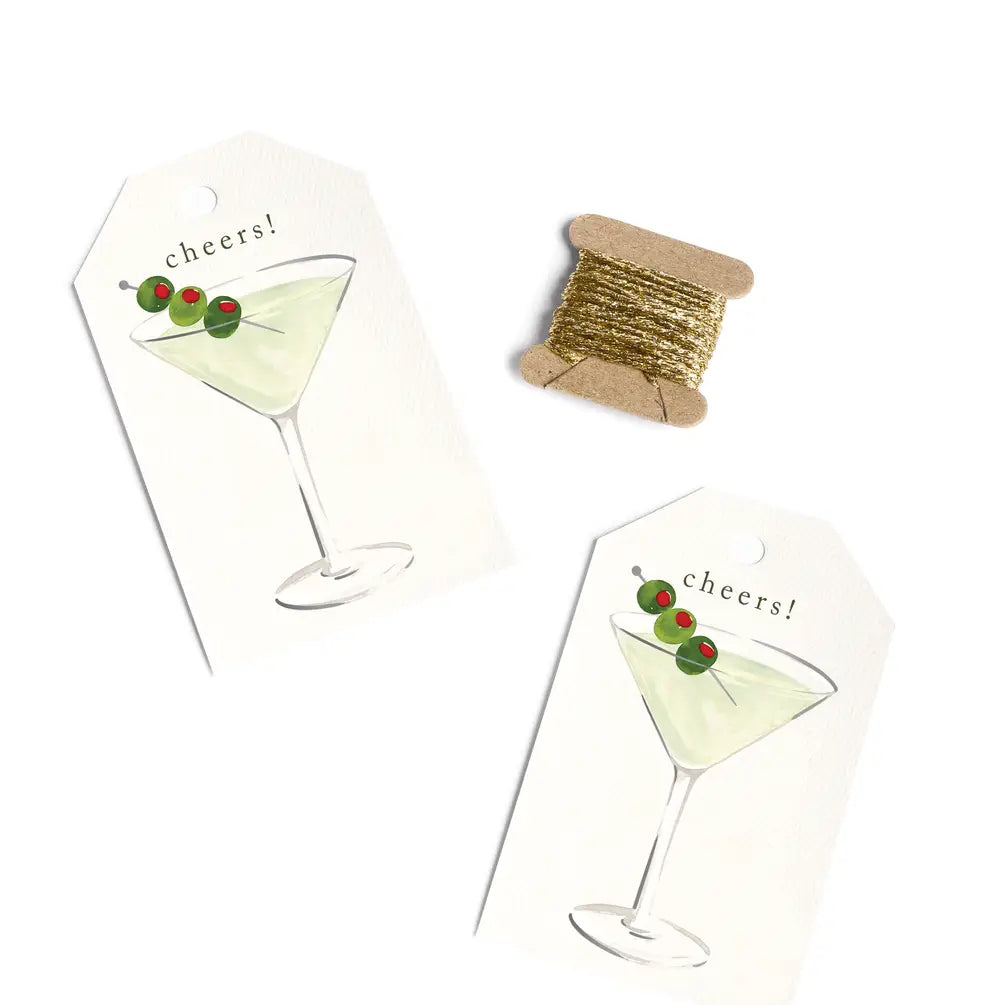 Martini Gift Tags with Ribbon - set of 8