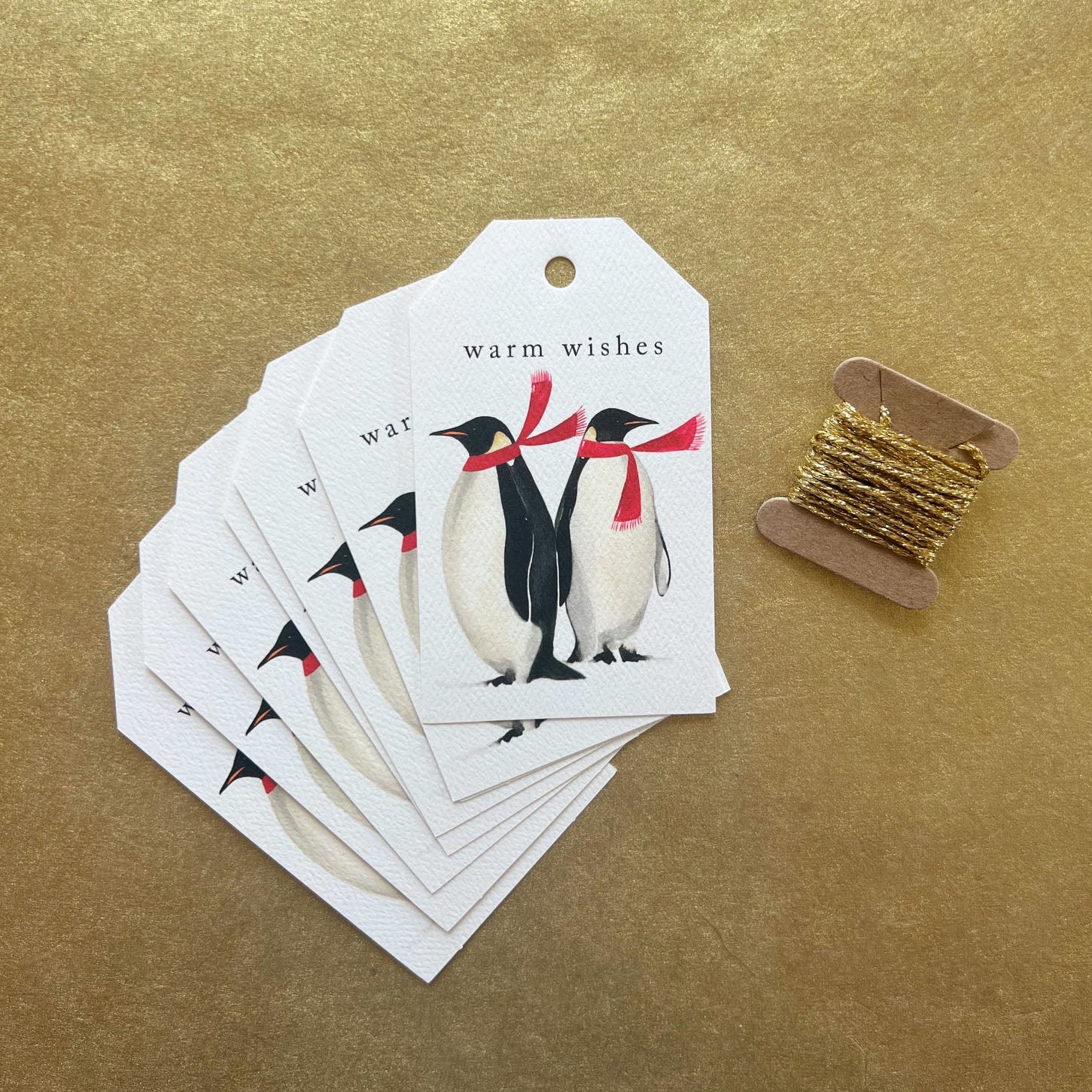 Penguins Holiday Gift Tags with Ribbon - set of 8