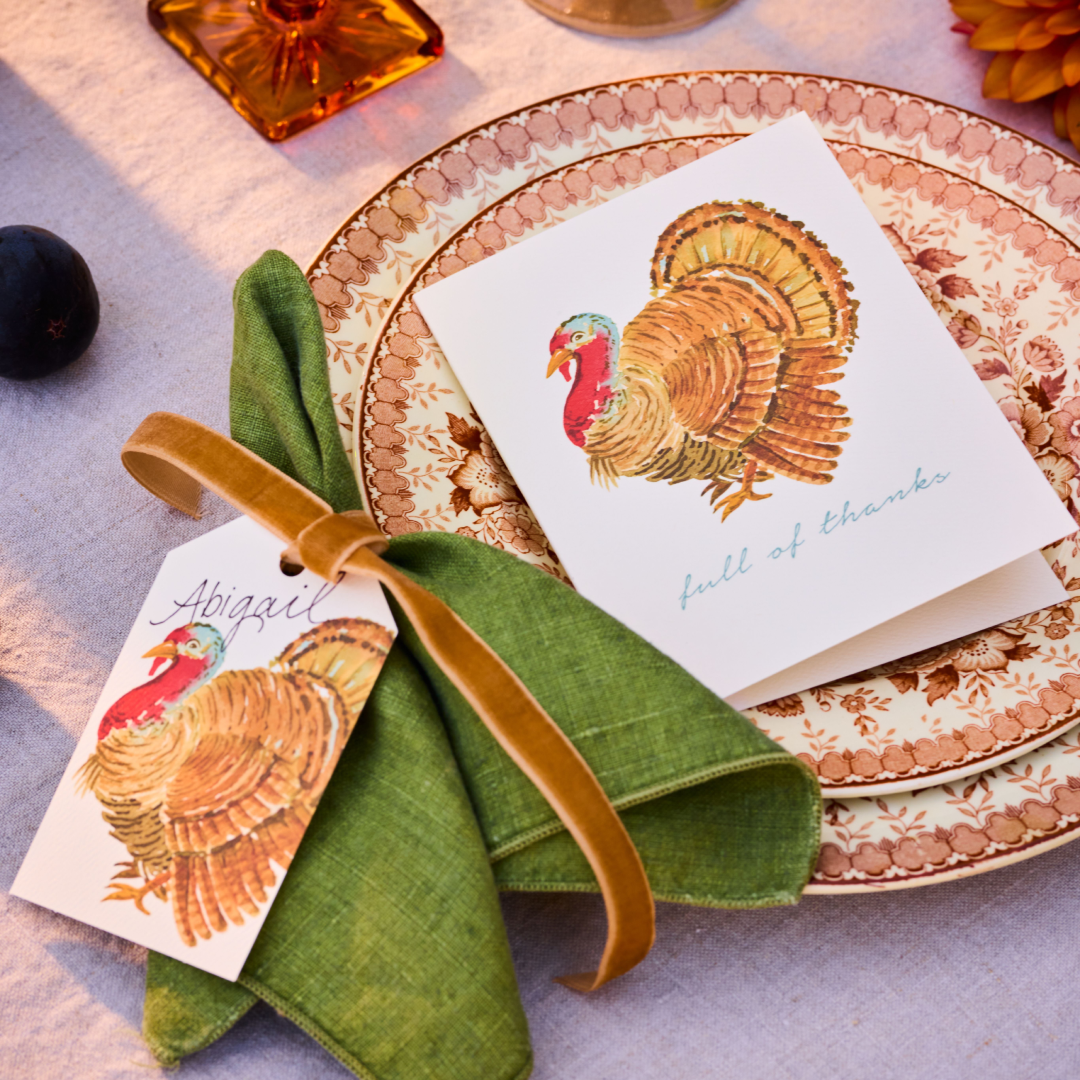 Turkey Gift Tags with Ribbon - set of 8