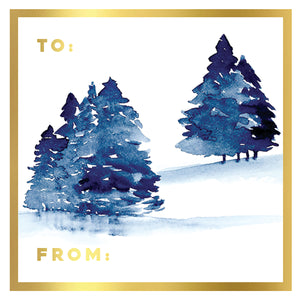 Wintery Trees Gift Stickers - set of 10