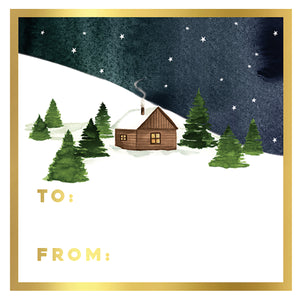 Snowy Cabin Gift Stickers - set of 10