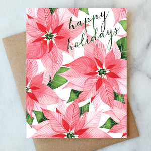 Poinsettia Happy Holidays Card