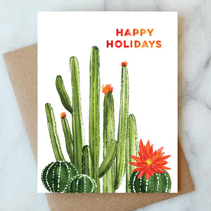 Happy Holidays Blooming Cactus Card