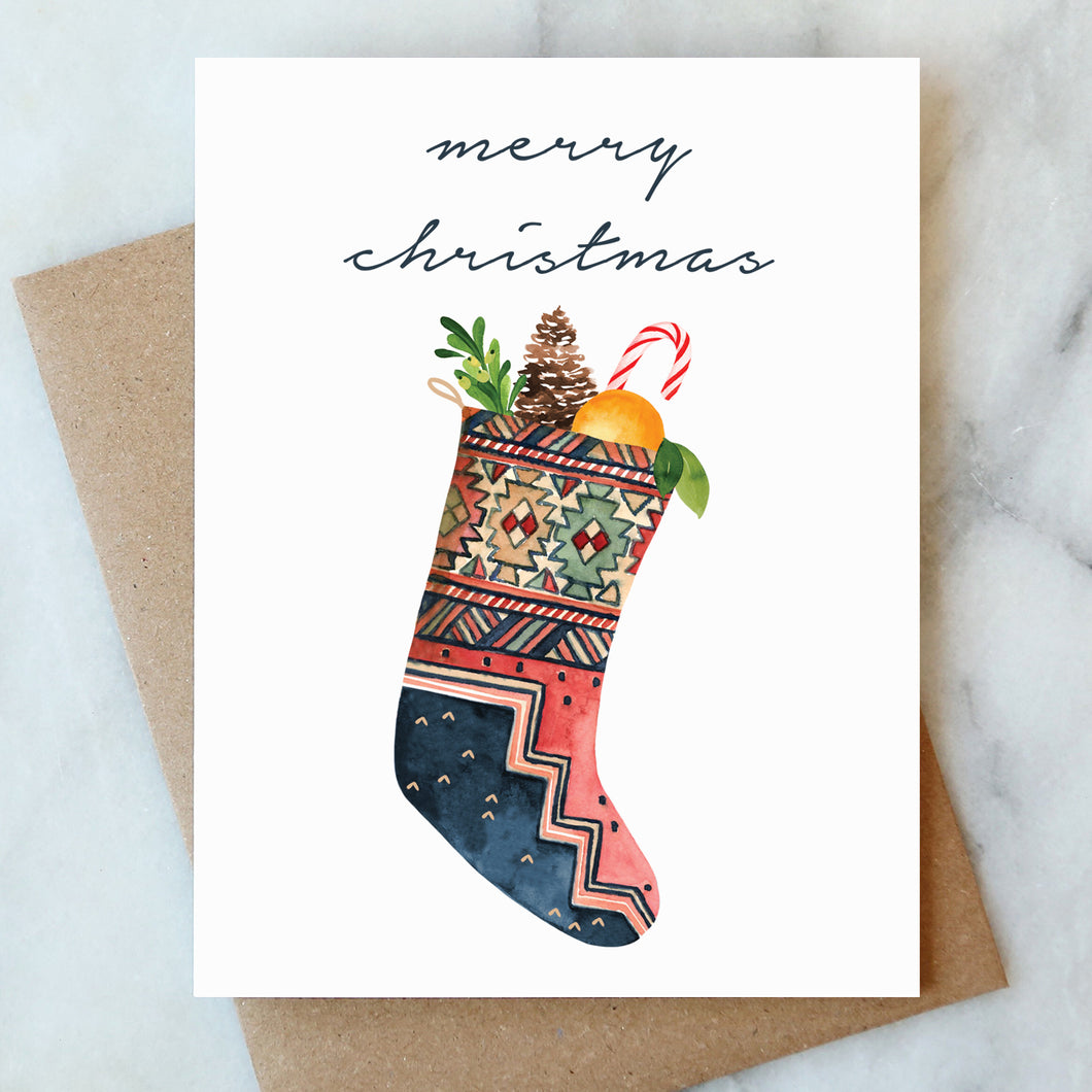 Merry Christmas Stocking Card - Box Set of 6