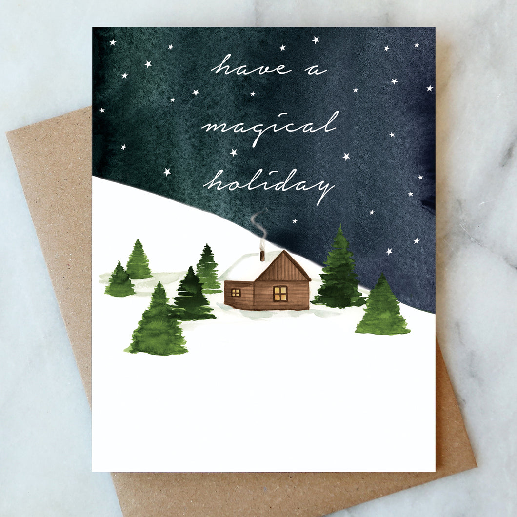 Snowy Cabin Holiday Card - Box Set of 6