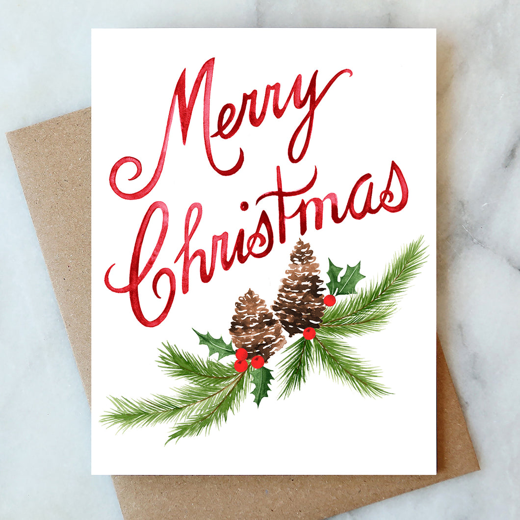 Pinecones Merry Christmas Card - Box Set of 6