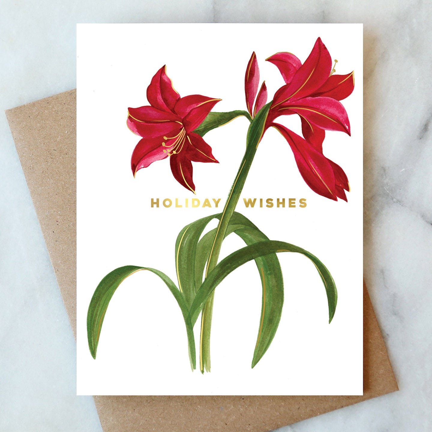 Amaryllis Holiday Wishes Card