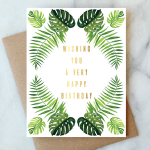 Tropical Leaves Birthday Card