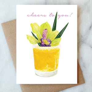 Tropical Cocktail Congrats Card