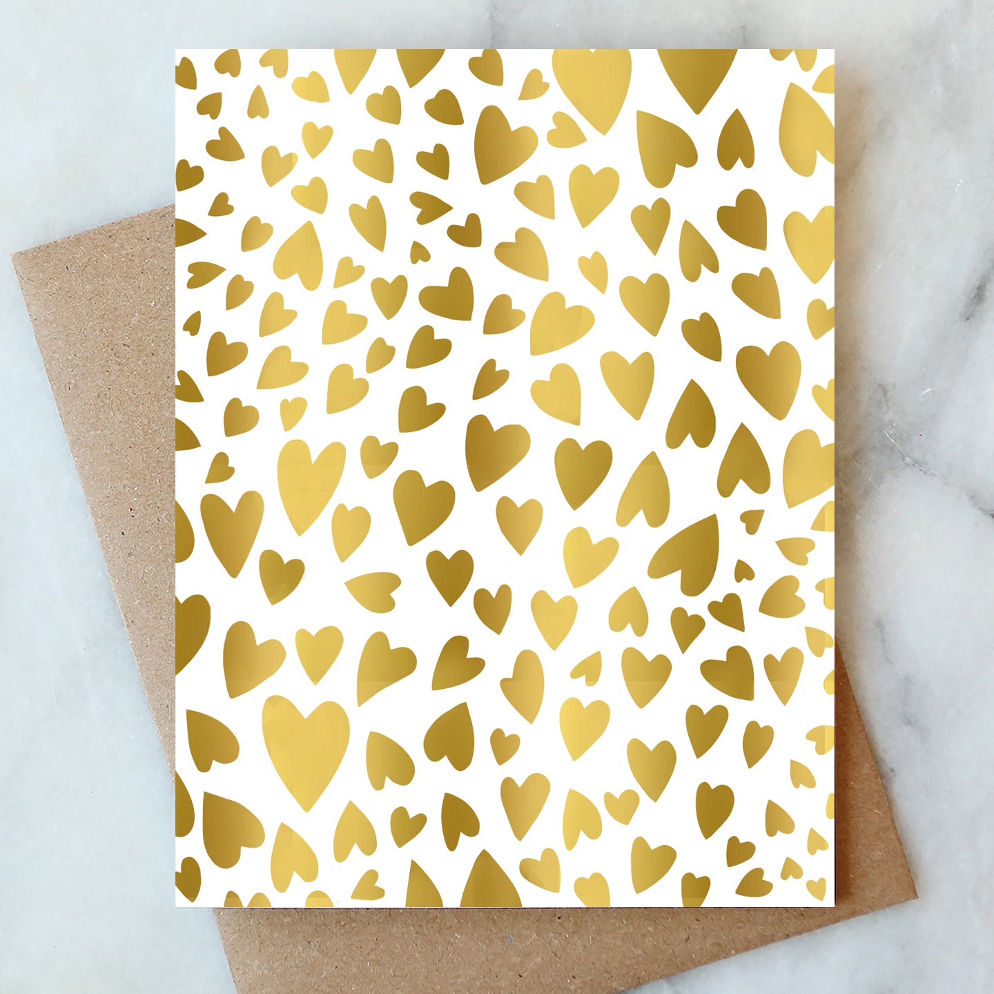 Gold Hearts Blank Card