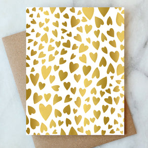 Gold Hearts Blank Card - Box Set of 6