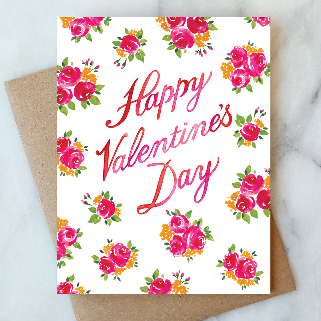 Flowery Valentine Card - Box Set of 6
